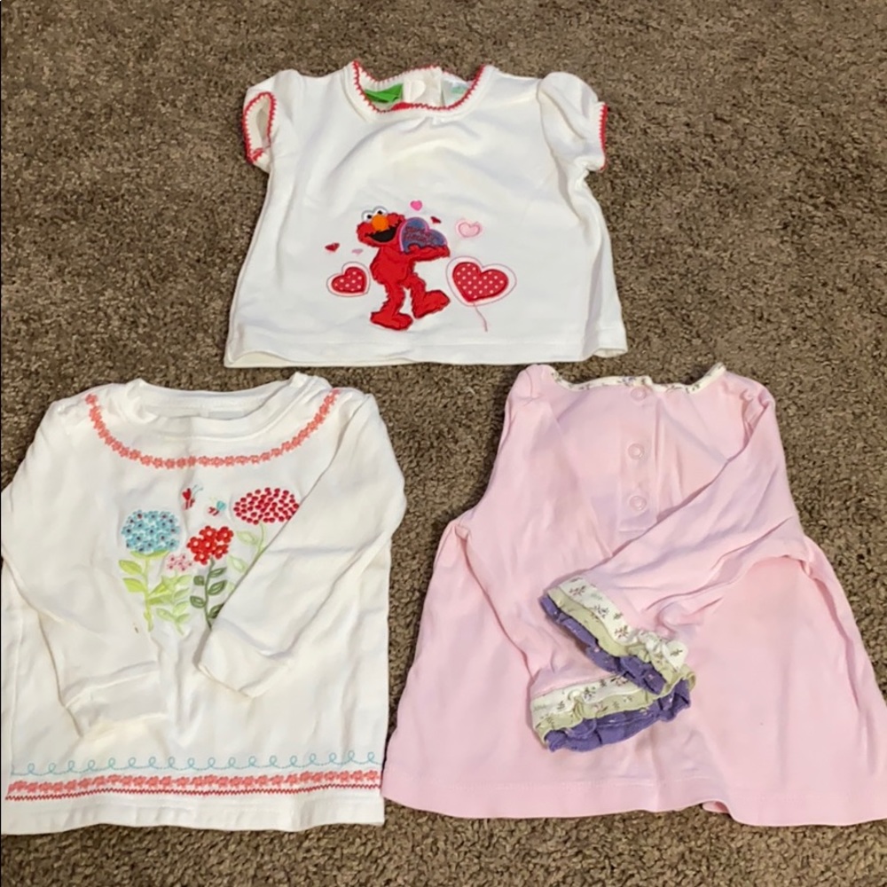 3 shirts. 1 short sleeve. 2 long sleeves
